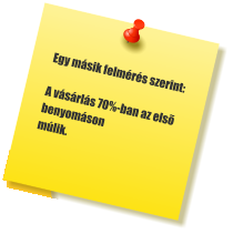 Egy m�sik felm�r�s szerint:   A v�s�rl�s 70%-ban az elsõ benyom�son  m�lik.